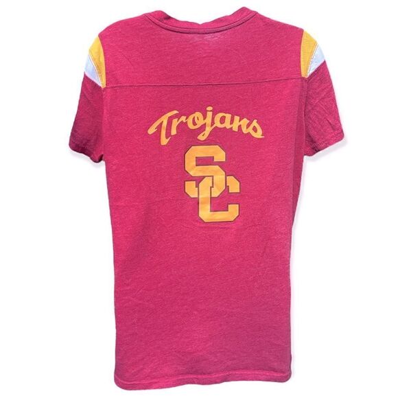 NIKE USC TROJANS VNECK COTTON TEE HEATHER RED GOLD CARDINAL LOGO YELLOW WHITE XL - Picture 3 of 7